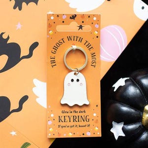Halloween sleutelhanger sleutelhanger handgemaakte spookring spooky boo dubbelzijdig glow in the dark