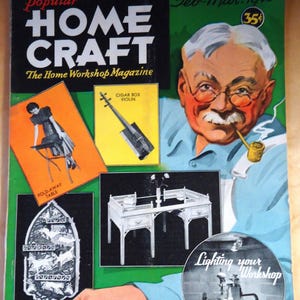 1940 POPULAR HOME CRAFT Magazine, Craftsman Magazine, Cigar Box Violin, Fold Away Table, Sculpture, Explore Now!, embrace123@etsy