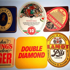 PUB COASTER LOT, Vintage, Eight (8), Pub Coasters, Breweries, Brewery Beermats, Beer, Liquor, Barware, Explore Now!, embrace123@etsy