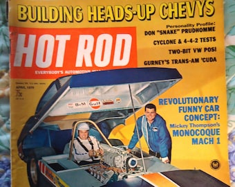 HOT ROD MAGAZINE, 1970, Building Heads-Up Chevys, Funny Car Concept, Drag Racing, Vw Buggy, Roadster, Trans-Am, Explore Now, embrace123@etsy