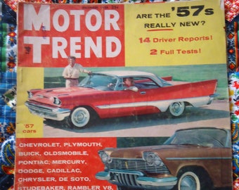 MOTOR TREND MAGAZINE, 1956, Buick, Cadillac, Chevrolet, Chrysler, De Soto, Dodge, Nash, Rambler, Studebaker, Explore Now!, embrace123@etsy