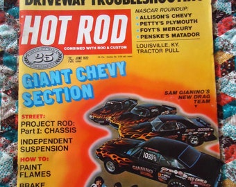 HOT ROD MAGAZINE, 1972, Giant Chevy Section, How to Paint Flames, Nascar Roundup, Plymouth, Mercury, Datsun, Explore Now!, embrace123@etsy