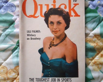 QUICK, PAPERBACK DIGEST, 1951, Hollywood Actress, Lilli Palmer, Weekly Tabloid, Pocket Edition, Magazine, Explore Now!, embrace123@etsy