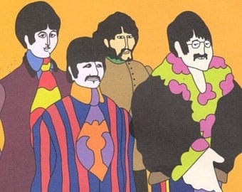 BEATLES STATIONERY SET, 5 Piece Yellow Submarine Cartoon, 5 Psychedelic Designs, Paul, John, Ringo, George, Explore Now!, embrace123@etsy