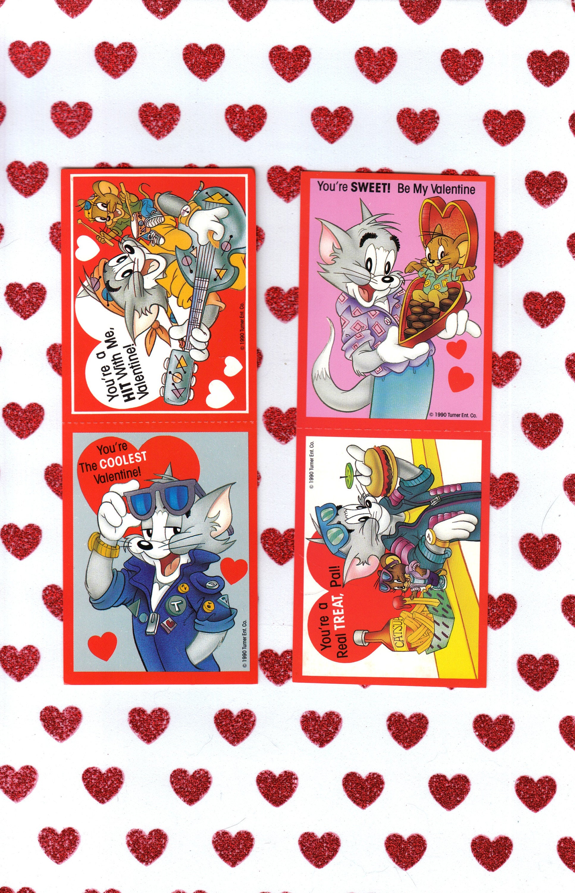 VALENTINES 1990 8 Tom et Jerry Valentine Lot Cat Mouse | Etsy