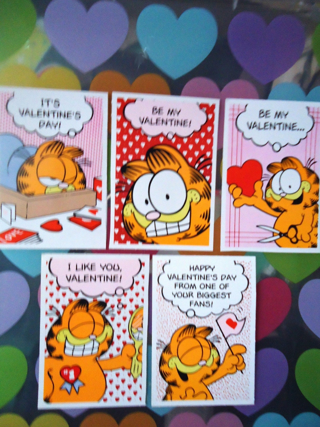 GARFIELD VALENTINES, 1978, Five 5, Cat, W School Valentine Envelopes ...