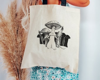 Fungi Mushroom Tote Bag | Gothic Mushroom Decor | Bookish Gift | Book Lover Market Bag