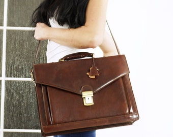 Brown Leather Laptop Bag, Business bag, Leather Messenger, Leather Briefcase, Raphael XL