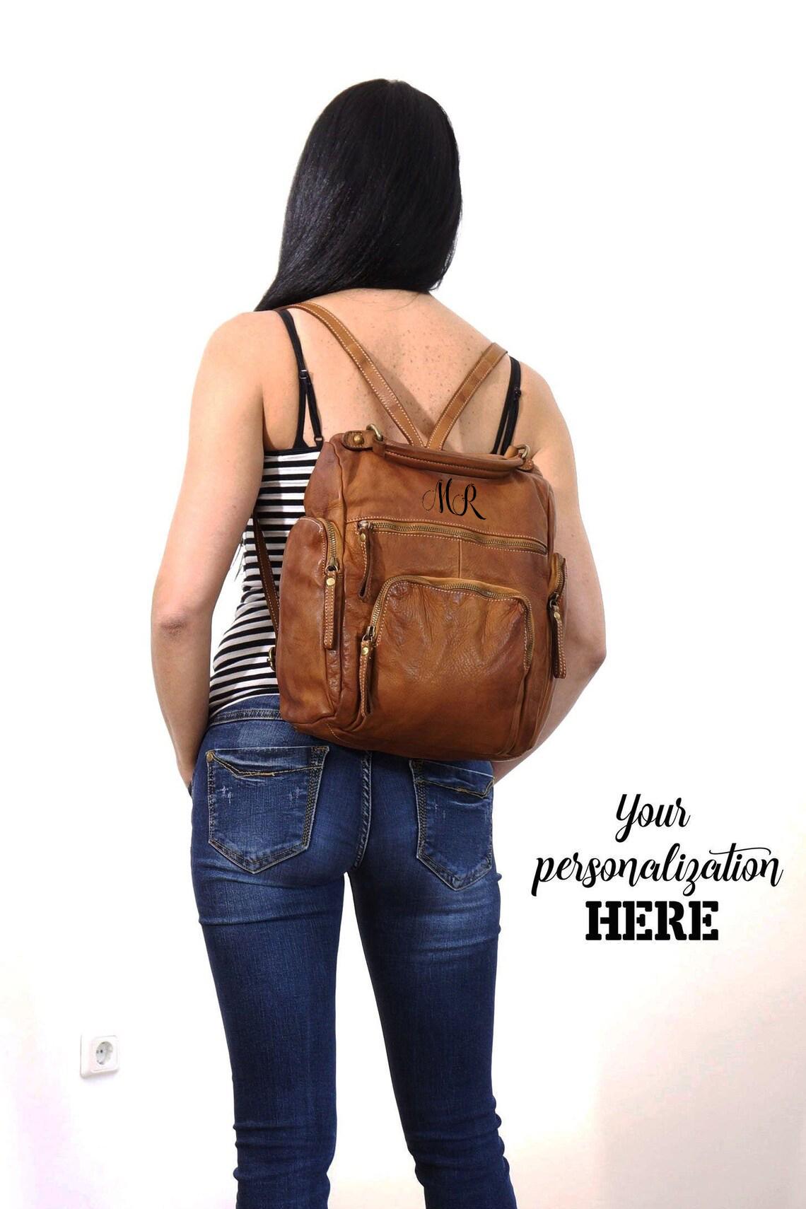 Leather Medium Backpack Women