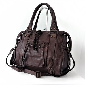 Italian Dark Brown Leather Crossbody Bag, Soft Leather Handbag ...