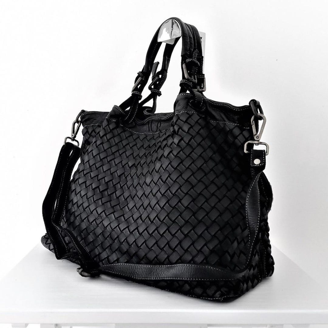 GRAZI WOVEN ITALIAN LEATHER TOTE NATURAL