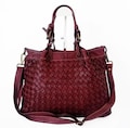 Soft Red Wine Woven Italian Leather Bag, Customizable, Burgundy Handbag Made in Italy, Elow product logo