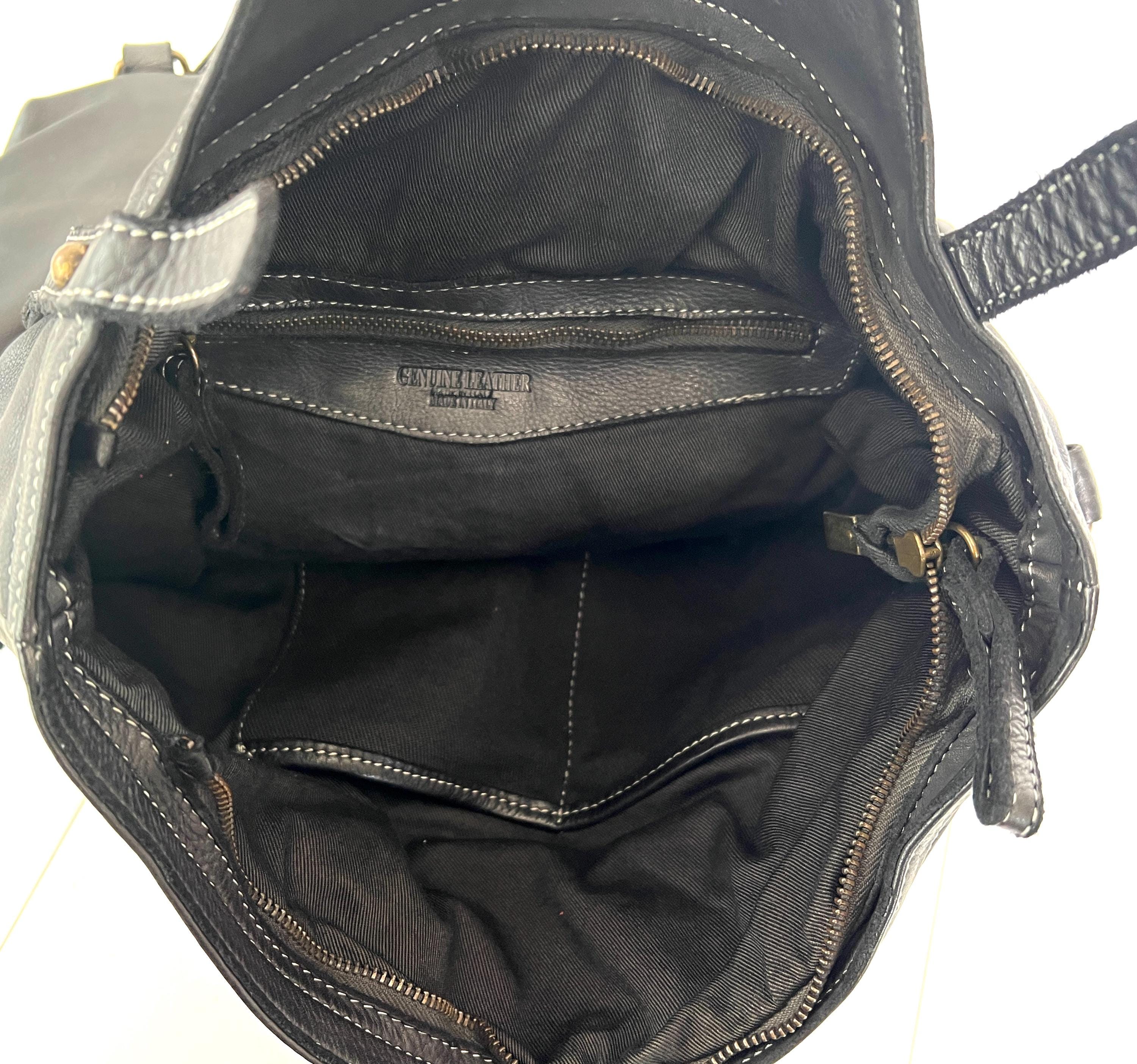 Black Soft Italian Leather Convertible Backpack Crossbody  display picture 1