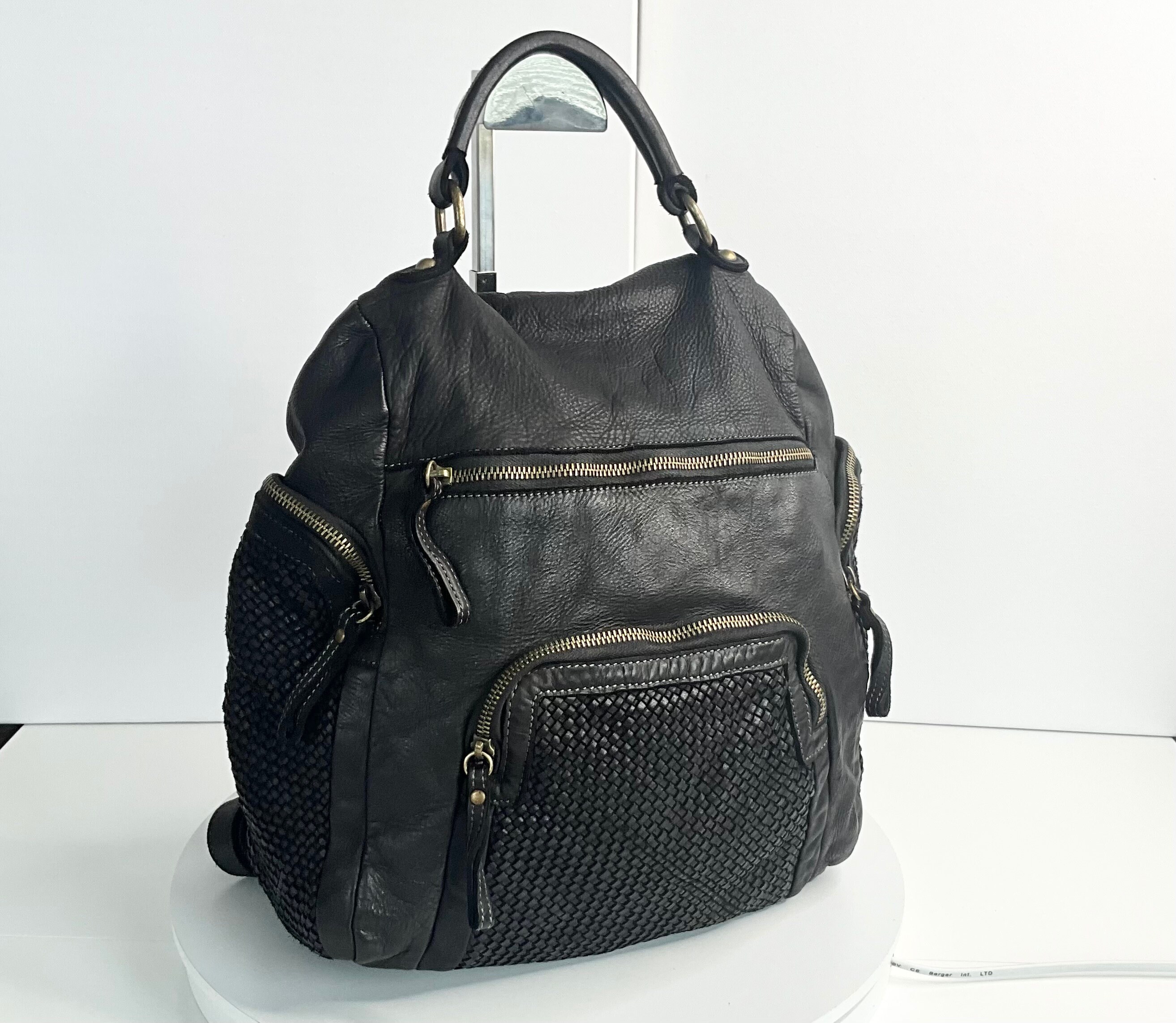 Woven Leather Women\'s Backpack - Taupe Buy Pierre Cardin Womens Woven Leather Backpack Bag - Taupe  main image 2