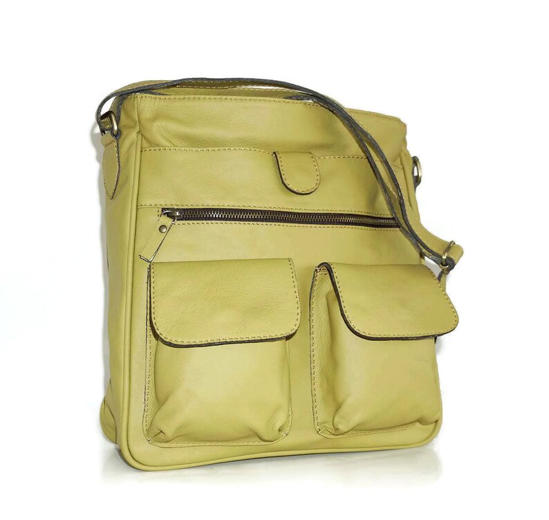 Mustard Yellow Leather Messenger Bag Leather Crossbody Bag | Etsy