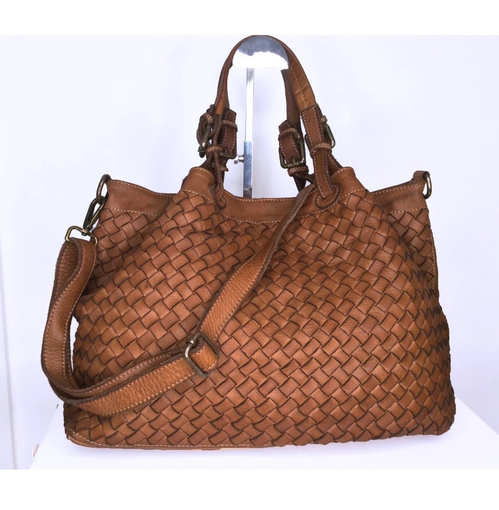 Cordoba Leather Woven Black Tote