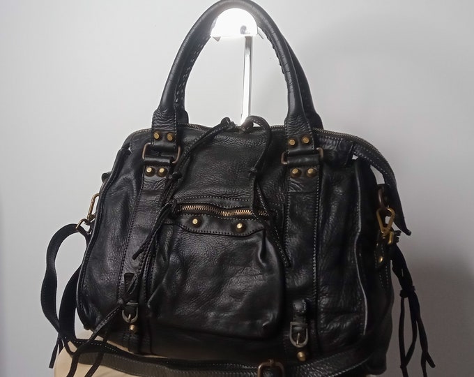 Black Italian Leather Bag Customizable Leather Crossbody - Etsy