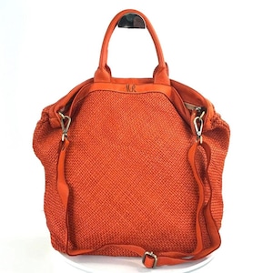 Orange Woven Leather Tote zipper, Customisable, Soft Italian Woven Leather Handbag, Woven Leather Crossbody Purse, Soft Leather Bag, Amber