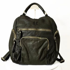 Italian Leather Backpack, Millitary Green Backpack, Soft Handmade Leather Backpack Italy, Leather Backpack Women, Italian Leather bag, AIM
