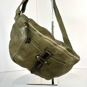 Militärgrün Leder Gürteltasche Italien, Anpassbare, Weiche Leder Crossbody Tasche, Militärgrün Geldbörse, Leder Schultertasche Reißverschluss, Arie