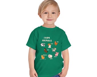 Adorable Farm Animals Toddler Tee, Kids Farm Shirt, Baby Animal Tee, Toddler Short Sleeve Shirt, Cute Animal Apparel, Gift for Toddler
