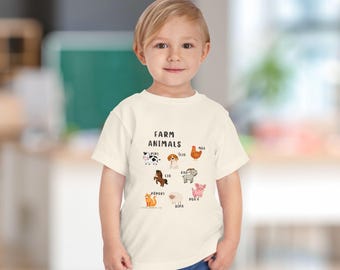 Adorable Farm Animals Toddler Tee, Kids Farm Shirt, Baby Animal Tee, Toddler Short Sleeve Shirt, Cute Animal Apparel, Gift for Toddler