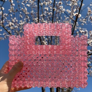 Crystal bag, Beaded Pink Handbag, Sparkling Bag, Party bag, Glitter bag, Handmade bag, Fancy bag, Designer bag, Evening purse