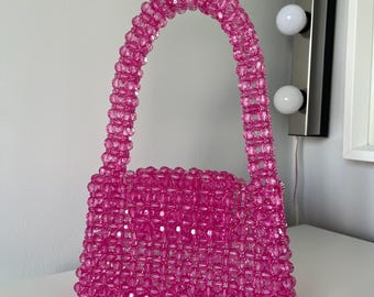 Crystal Fuchsia Beaded Bag | Crystal Bead Bag | Bead Bag | Beaded Bag | Crystal Bag | Bag | Crystal Beaded Bag | Crytstal Bead Bag |