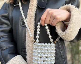 Pearl Beaded Bag | Cylinder Pearl Bag | Beaded Bag | Crystal Bag | Bag | Crystal Beaded Bag | Crystal Beaded Bag |