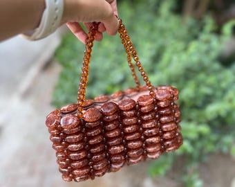 Brown Beaded Bag | Crystal Beaded Bag | Beaded Bag | Crystal Bag | Bag | Crystal Beaded Bag | Crystal Beaded Bag |