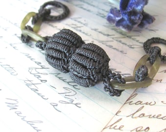 Vintage corded cape clasps, hand knotted crochet snaps, costume fasteners