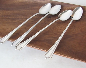 Iced tea spoons, Reed and Barton, silver plate, set of 4 long iced coffee beverage spoons