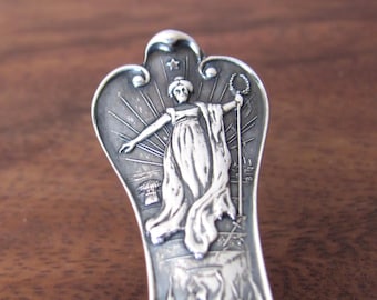 KANSAS CITY antique souvenir spoon, sterling silver collectible The Wondrous West