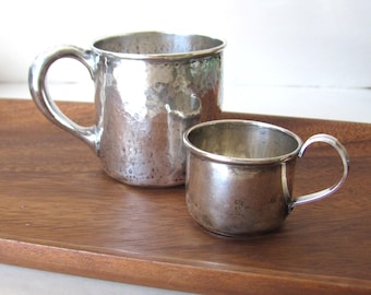 Antique silver baby cups (2) sterling arts and crafts hand hammered, small doll size