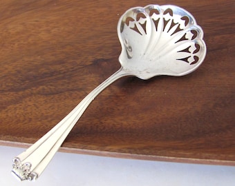 Antique sterling silver tomato or cucumber server, Manchester, pierced shell bowl