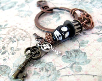 Voodoo keyring, loa charm key ring with clip, Legba keychain vodou jewelry