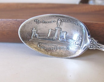 OHIO McKinley Monument Columbus, antique souvenir spoon, sterling silver state city president collectible