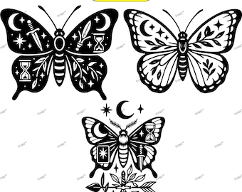 Y2K トライバル タトゥー デザイン: 蝶、炎、バラ (SVG PNG) - Etsy 日本