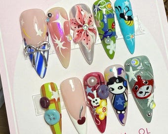 Luxury Press On Nails: Custom Acrylic Coffin Nails-E9