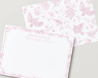 Personalized Baby Thank You Cards – Pink Chinoiserie Design