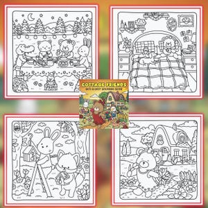 Cute Friends: Cute Relaxation Coloring Book by Coco Wyo Instant Digital Download Fun Relaxation PDF Book 39 Coloring Pages