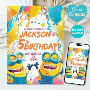 Editable Minions Birthday Invitation Template / Minions Birthday Invitation Template / Kids Birthday Invitation Template