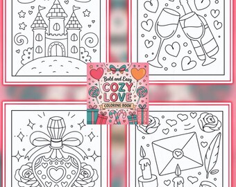 CoCo Wyo Cozy Love Coloring Book PDF – 50 Printable Pages for Kids & Adults, Instant Digital Download, Bold and Easy Coloring Book