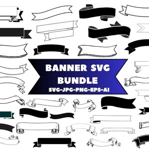 Banner Svg Bundle,Silhouette,Cricut,Cut File,Banner Vector,Banner Outline,Clipart,Design,Png Files,Eps,AI,JPG Files,Instant Download.
