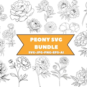 Peonies svg bundle,Floral Arrangement svg,hand drawn floral illustrations, Peony cut files, Peony cut files,clipart files,cutting files.