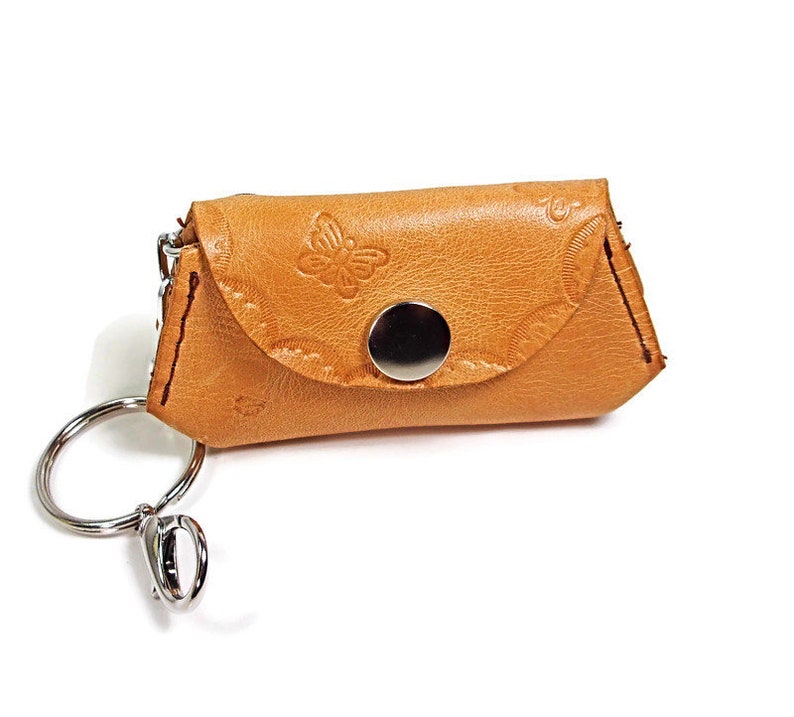 Leather Keychain Coin Pouch Leather Keychain for Women Etsy