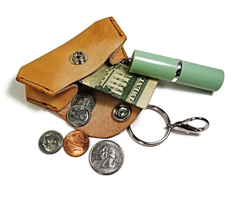 Leather Keychain Coin Pouch Leather Keychain for Women Etsy