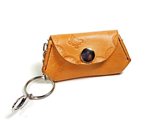 Leather Keychain Coin Pouch Leather Keychain for Women Etsy