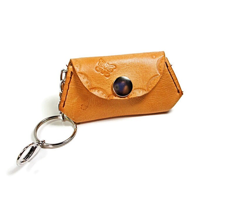 Leather Keychain Coin Pouch Leather Keychain for Women Etsy