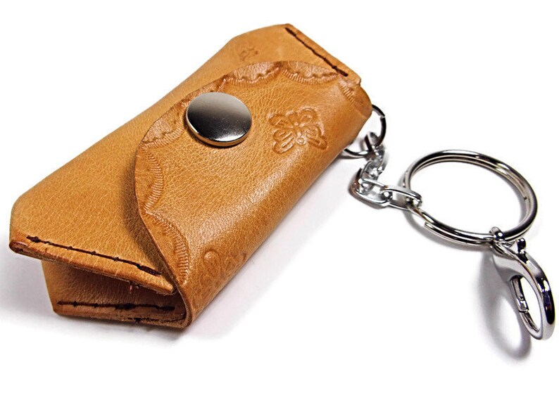Leather Keychain Coin Pouch Leather Keychain for Women Etsy